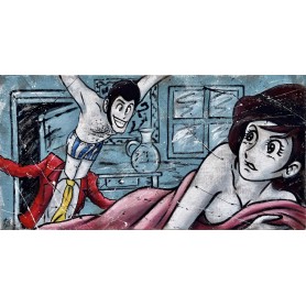 Quadro Juta Lupin e Fujiko bedroom - realizzato a mano