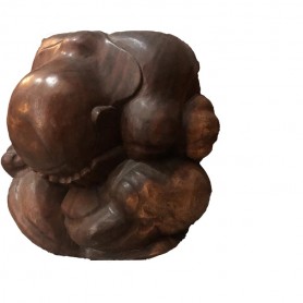 Statua Yogi il pensatore 30 cm in legno di suar 