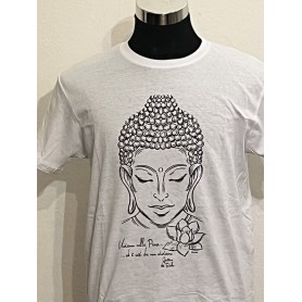 T-shirt Buddha Lotus 100% Cotone bianco- Unisex