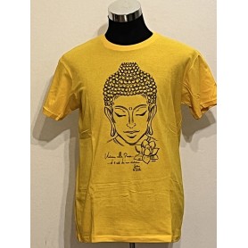 T-shirt Buddha Lotus 100% Cotone giallo- Unisex