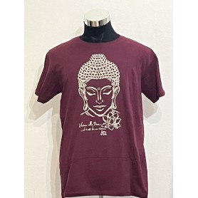 T-shirt Buddha Lotus 100% Cotone bordeaux- Unisex