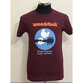 T-shirt Woodstock 100% Cotone bordeaux - Unisex