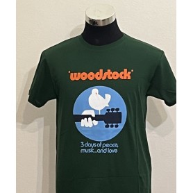 T-shirt Woodstock 100% Cotone verde scuro - Unisex