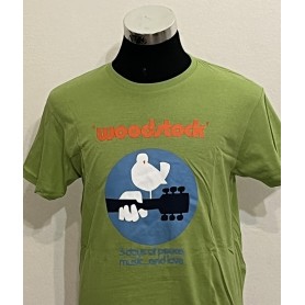 T-shirt Woodstock 100% Cotone verde chiaro- Unisex