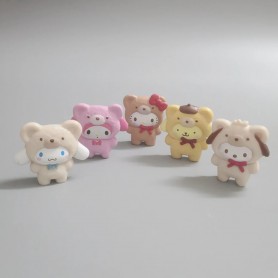 SET 5 pezzi - Action Figure di Hello Kitty vari personaggi da 3cm  - Cinnamoroll, Melody, Pachacco Pom, Purin, Kuromi