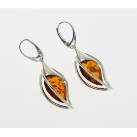 orecchini argento e goccia di ambra