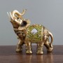 Statuetta Elefante in resina con bendaggi da parata , soprammobile per il buon auspicio color oro