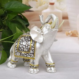 Statuetta Elefante in resina, soprammobile per il buon auspicio blu o oro