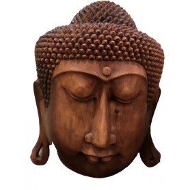 Volto di Buddha in legno da parete - 40x35 cm