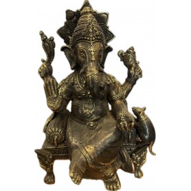 Statua Ganesh seduto con topo