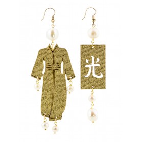 Orecchini Kimono Grande Oro Perla