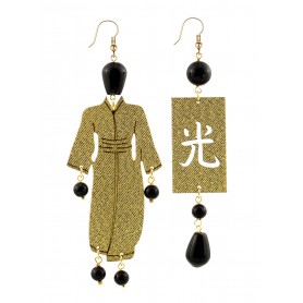 Orecchini Kimono Grande Oro Nero