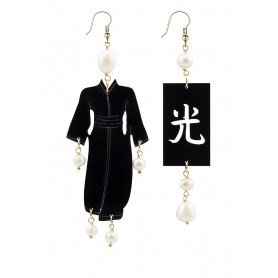 Orecchini Kimono Plexi Nero Grande Perla