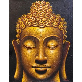 Quadro con volto di Buddha dorato