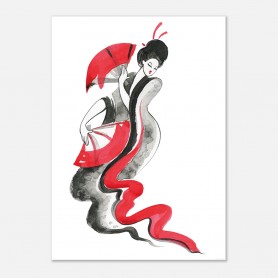 Poster Geisha fan | Stampa d'arredamento - decorazione da muro