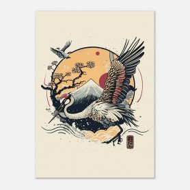 Poster Ciconia boyciana | stampa cicogna bianca orientale