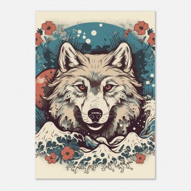 Poster lupo stile giapponese | stampa Japanese wolf