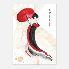 Stampa Geisha con parasole | Poster d'arredamento - decorazione da muro