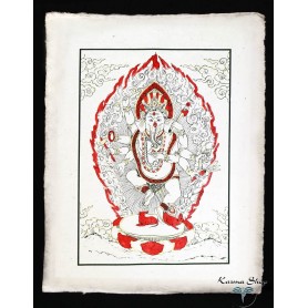 Poster piccolo Natural Ganesh in piedi  rosso/oro/nero