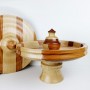 Centrotavola in legno "Sua maestà", made in Italy, tornito a mano, castano e mogano