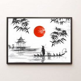Poster barca tradizionale giapponese | Stampa d'arredamento - decorazione da muro